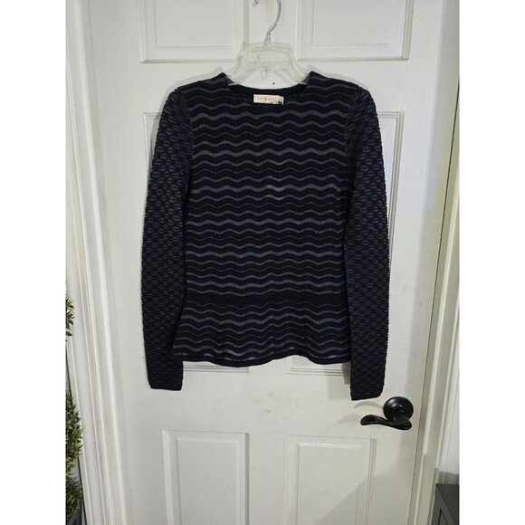 Tory Burch Women's Blue Shimmer Peplum Sweater Long Sleeve Wool Blend Size S NWT - Picture 3 of 10